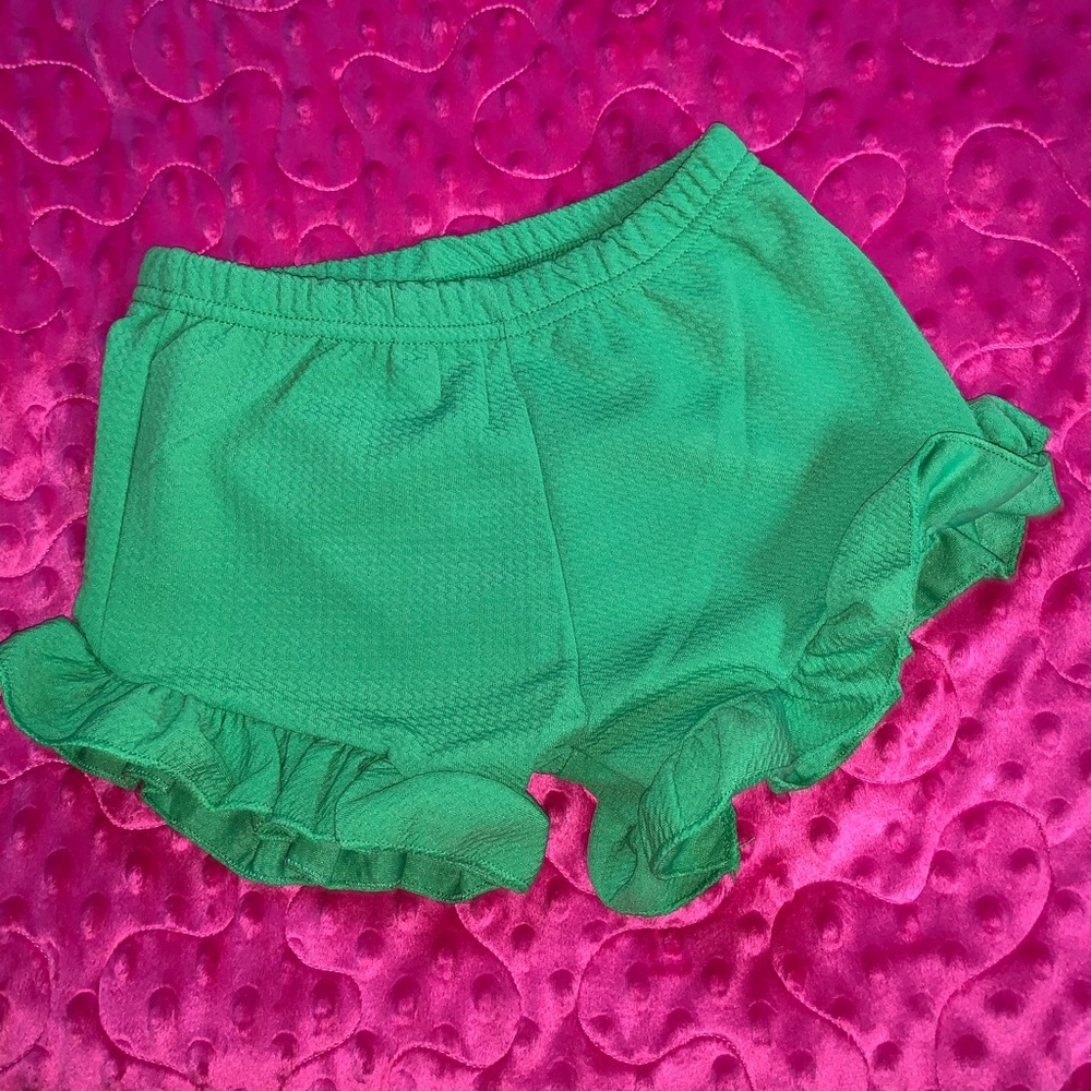 Green ruffle shorts